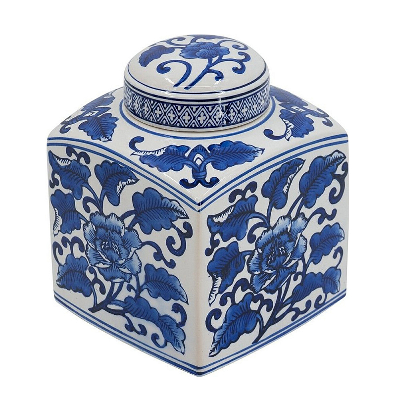 Ваза с крышкой в китайском стиле Oriental Blue & White Ornament Vases Синий Белый в Ижевске | Loft Concept 