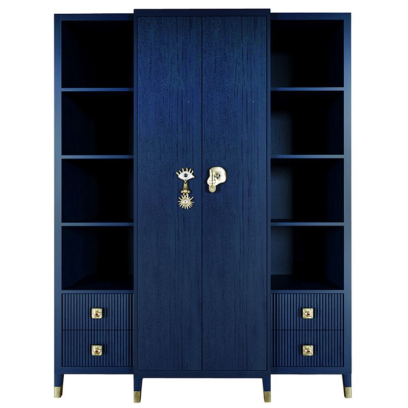 Большой шкаф с витриной Elsa Dreams Blue Синий Золотой Большой шкаф с витриной Elsa Dreams Blue Синий Золотой в Ижевске | Loft Concept