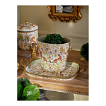 Кашпо с растительным и животным орнаментом на бронзовых ножках Turquoise Blooming Garden варинант исполнения - 6 | Loft Concept в Ижевске