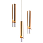 Подвесной светильник Metal Acrylic Tube Trio Gold Hanging Lamp варинант исполнения - 1 | Loft Concept в Ижевске