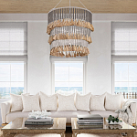 Люстра трехъярусная с декором из круглых деревянных бусин с кисточками Gray Brown Wooden Beads Chandelier варинант исполнения - 5 | Loft Concept в Ижевске