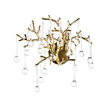 Бра в форме ветвей деревьев золотого цвета с прозрачными подвесками-каплями Droplet Bra варинант исполнения - 3 | Loft Concept в Ижевске