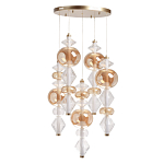 Люстра с плафонами из прозрачного и янтарного стекла в виде шаров и ромбов Gabriel Scott Luna варинант исполнения - 2 | Loft Concept в Ижевске