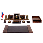 Настольный письменный набор с часами из природного камня обсидиана Royal Set варинант исполнения - 1 | Loft Concept в Ижевске