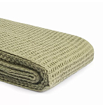 Плед из шерсти зеленого цвета с бахромой Waffle Comfort варинант исполнения - 3 | Loft Concept в Ижевске