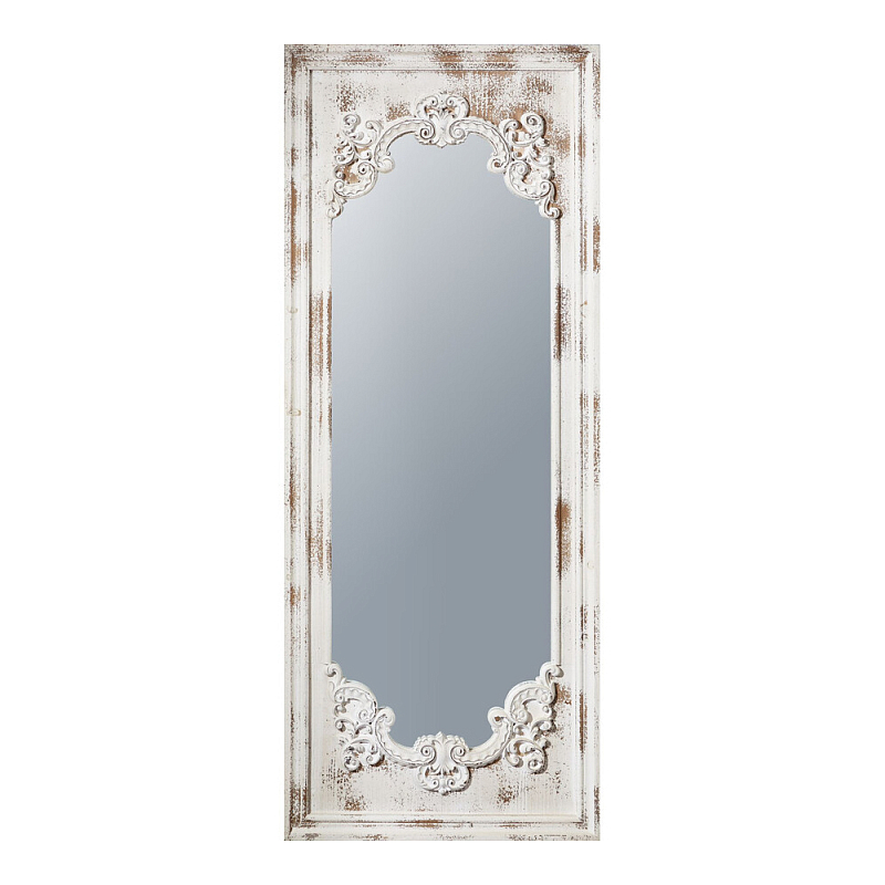 Зеркало настенное с деревянной рамой в винтажном исполнении Palace Baroque Белый Бежевый в Ижевске | Loft Concept 
