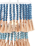 Подвесной светильник двухъярусный с декором из круглых деревянных бусин с кисточками Blue Wooden Beads Chandelier варинант исполнения - 1 | Loft Concept в Ижевске