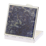 Таблетница карманная квадратная с 4-мя отделениями с зеркалом и накладкой из натурального камня Содалит Silver Stone Pillboxes варинант исполнения - 2 | Loft Concept в Ижевске