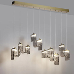 Подвесной светильник линейный с плафонами волнистой формы из фактурного стекла Big Wave варинант исполнения - 4 | Loft Concept в Ижевске