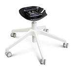 Стул с мягкой синей обивкой из велюра и подъемно-поворотным механизмом на белых колесиках Harper Blue and White варинант исполнения - 5 | Loft Concept в Ижевске