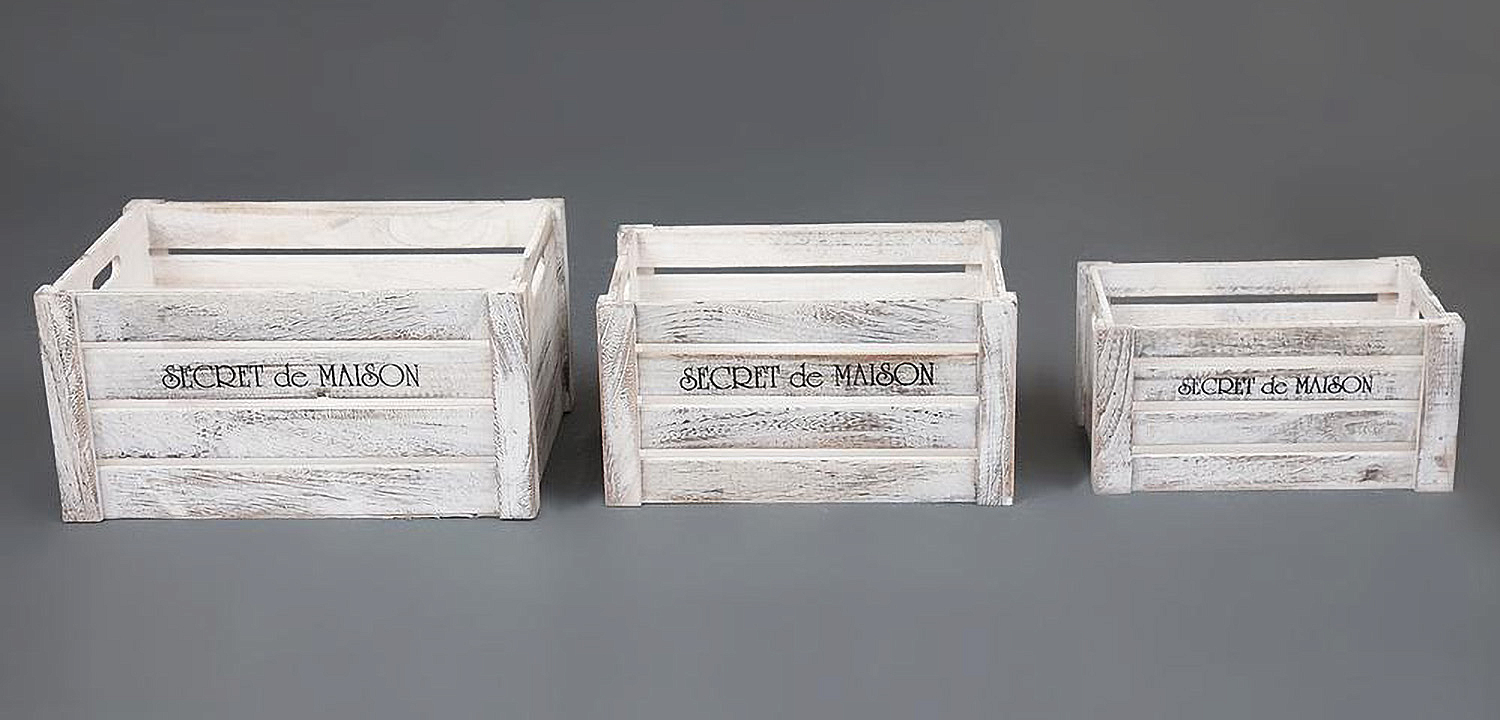 Набор из трёх ящиков Set of three antique white boxes  - Loft-Concept в Ижевске