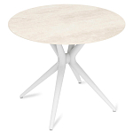 Стол обеденный с круглой столешницей из керамики на четырех белых ножках Sand Ceramics варинант исполнения - 3 | Loft Concept в Ижевске