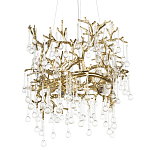 Подвесная люстра в виде ветвей деревьев золотого цвета с прозрачными подвесками-каплями 8 и 14 ламп Droplet Chandelier варинант исполнения - 1 | Loft Concept в Ижевске