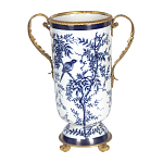 Ваза с бронзовыми ручками и синим цветочным узором Blue & White Ornament варинант исполнения - 1 | Loft Concept в Ижевске