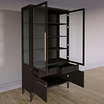 Витрина Primo со стеклянными фасадами и буфетом шпон Темный орех варинант исполнения - 4 | Loft Concept в Ижевске