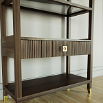 Стеллаж Elsa Dreams Walnut со стеклянными полками и ящиком варинант исполнения - 2 | Loft Concept в Ижевске