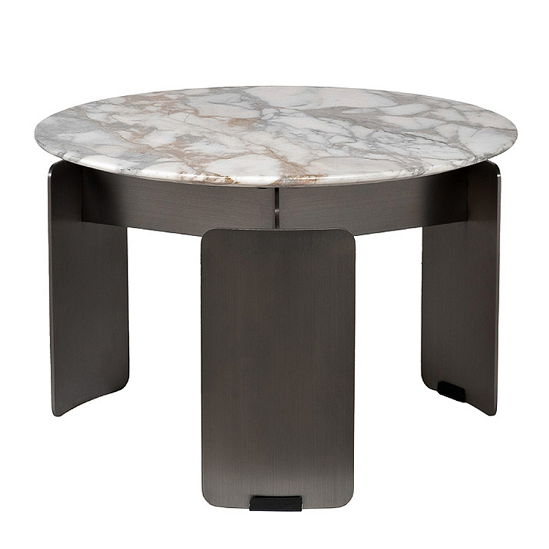Столик журнальный с круглой мраморной столешницей на трех опорах Marble Stone Drawing  в Ижевске | Loft Concept 