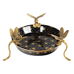 Блюдо черного цвета из фрафора на бронзовых ножках в виде стрекоз Eden Garden варинант исполнения - 2 | Loft Concept в Ижевске