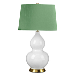 Настольная лампа с белым фигурным основанием на латунном основании и зеленым тканевым конусным абажуром Elstead Lighting варинант исполнения - 1 | Loft Concept в Ижевске