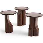 Круглый приставной стол из массива ореха Balu Wooden Side Table варинант исполнения - 5 | Loft Concept в Ижевске