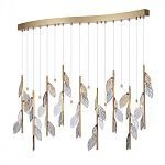 Люстра с золотистыми трубками и прозрачными стеклянными листьями на подвесах Sylva  варинант исполнения - 3 | Loft Concept в Ижевске