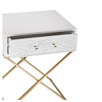 Приставной столик с выдвижным ящиком  White Table Carved Pattern варинант исполнения - 2 | Loft Concept в Ижевске