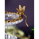 Ваза из прозрачного стекла на бронзовой подставке с ободком и ручками в виде стрекоз Eden Garden варинант исполнения - 3 | Loft Concept в Ижевске