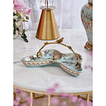 Блюдо из голубого фарфора с бронзовой ручкой в виде ветки Blue Garden варинант исполнения - 3 | Loft Concept в Ижевске