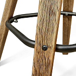 Барный стул со спинкой и металлической подставкой на 4-х деревянных ножках Коричневый Велюр Vendramin Chair варинант исполнения - 3 | Loft Concept в Ижевске