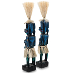 Комплект из 2-х деревянных статуэток Asmat Straw Headdress Statuettes Blue Red варинант исполнения - 2 | Loft Concept в Ижевске