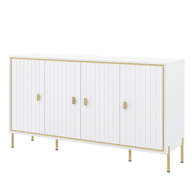 Консоль четырёхдверная с полками Antique Order Белый Золотой в Ижевске | Loft Concept 