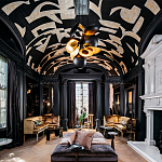 Обои ручная роспись в стиле Арт-деко Symphony Original colourway on Flint silk dupion варинант исполнения - 1 | Loft Concept в Ижевске