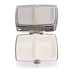 Таблетница карманная квадратная с 2-мя отделениями с зеркалом и накладкой из натурального камня Пегматит Silver Stone Pillboxes варинант исполнения - 3 | Loft Concept в Ижевске