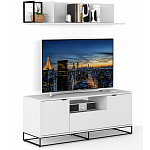 ТВ-тумба белая с  2-мя дверцами и ящиком Strict Lines варинант исполнения - 5 | Loft Concept в Ижевске