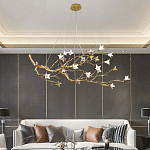 Люстра в виде золотой ветки с цветами Glass Flower Pendant Light варинант исполнения - 4 | Loft Concept в Ижевске