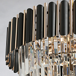 Люстра из черного металла с многоярусными подвесками из прозрачного хрусталя на золотой цепи Empire Black Chandelier Crystal варинант исполнения - 10 | Loft Concept в Ижевске