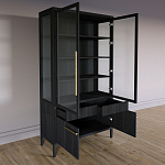 Витрина Primo со стеклянными фасадами и буфетом шпон Черный дуб варинант исполнения - 4 | Loft Concept в Ижевске