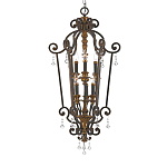Люстра бронзового цвета с 6-ю лампами и стеклянными подвесками в классическом стиле Quoizel варинант исполнения - 1 | Loft Concept в Ижевске