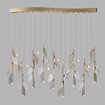 Люстра с золотистыми трубками и прозрачными стеклянными листьями на подвесах Sylva  варинант исполнения - 4 | Loft Concept в Ижевске