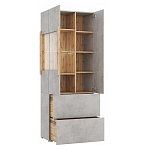 Шкаф-витрина двухдверная с фасадом цвета серый бетон Grace of Furniture варинант исполнения - 3 | Loft Concept в Ижевске