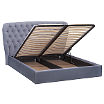 Кровать двуспальная серая с основанием из массива дерева с мягким изголовьем Velour Beds варинант исполнения - 2 | Loft Concept в Ижевске