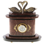 Часы настольные из натурального камня с декором в виде двух лебедей Swans Stone Clock варинант исполнения - 5 | Loft Concept в Ижевске