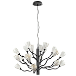 Люстра подвесная черного цвета с ветвями и белыми фарфоровыми цветами Floralis варинант исполнения - 7 | Loft Concept в Ижевске
