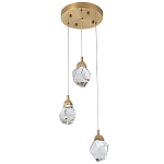 Подвесной светильник с 3-мя хрустальными плафонами Esme Crystal Brass Trio Hanging lamp варинант исполнения - 3 | Loft Concept в Ижевске