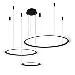 Люстра подвесная светодиодная с тремя черными кольцами и пультом управления Ring Horizontal варинант исполнения - 2 | Loft Concept в Ижевске