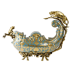 Чаша голубого цвета с оранментом и и бронзовыми фигурами леопардов Eden Garden варинант исполнения - 3 | Loft Concept в Ижевске