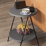 Стол приставной с 2-мя круглыми столешницами цвета антрацит ESSEL SIDE TABLE ANTHRACITE варинант исполнения - 7 | Loft Concept в Ижевске