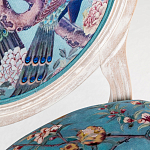 Барный стул из массива бука с изображением птиц и цветов Turquoise Beige Chinoiserie Garden Chair варинант исполнения - 3 | Loft Concept в Ижевске