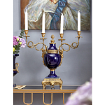 Подсвечник из темно-синего фарфора на бронзовой подставке с фигурками ангелов и декоративными ручками Eden Garden варинант исполнения - 3 | Loft Concept в Ижевске