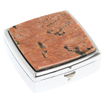 Таблетница карманная квадратная с 2-мя отделениями с зеркалом и накладкой из натурального камня Пегматит Silver Stone Pillboxes варинант исполнения - 1 | Loft Concept в Ижевске